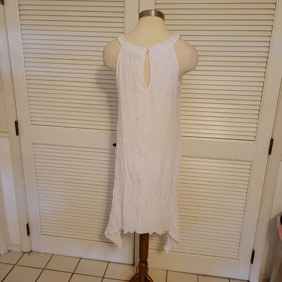 mille gabrielle White Grommet Detail Sleeveless Handkerchief Hem Slip Dress L - Picture 2 of 7
